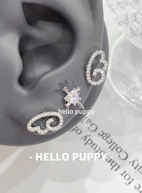 hellopuppy闪闪小翅膀！精灵耳锆石小众可爱精致耳骨钉耳钉免摘女