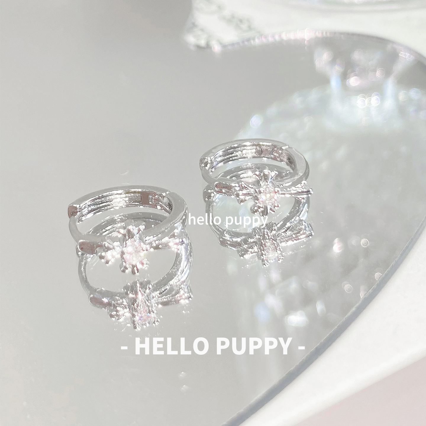 hellopuppy朋克十字架爱心耳圈叠戴耳钉耳环日常通勤百搭精致耳扣