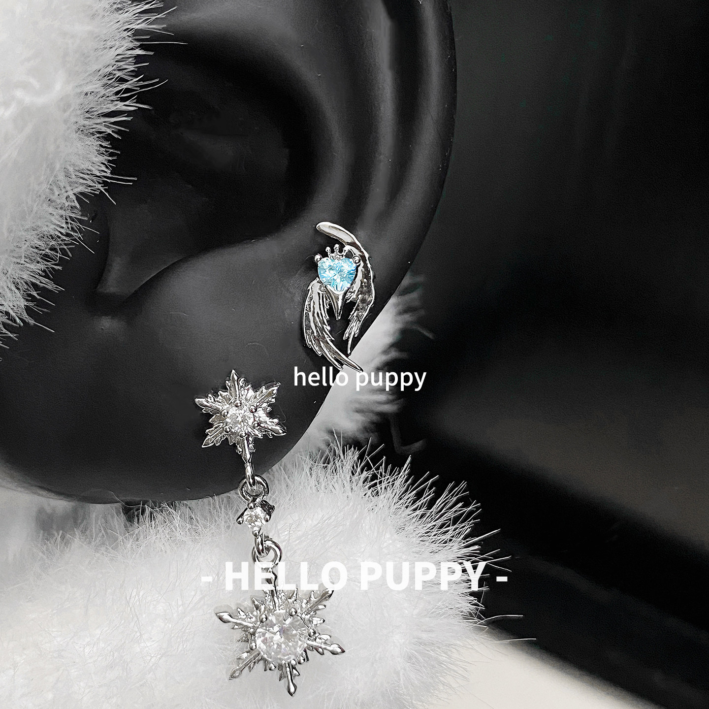 hellopuppy钛合金天使翅膀养耳1.0\1.2粗0.9牙口内旋耳骨钉耳钉女图片