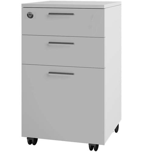 家庭办公使用文件柜带锁办公木制小柜子储物柜可移动三抽文件柜