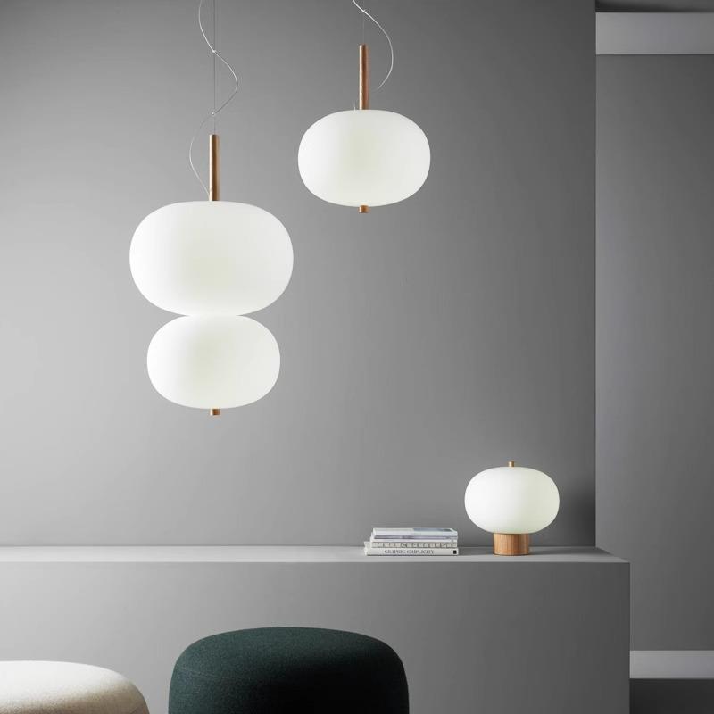 设计师艺术吊灯客厅餐厅吧台床头吊灯酒店圆形木艺玻璃灯日式LOFT