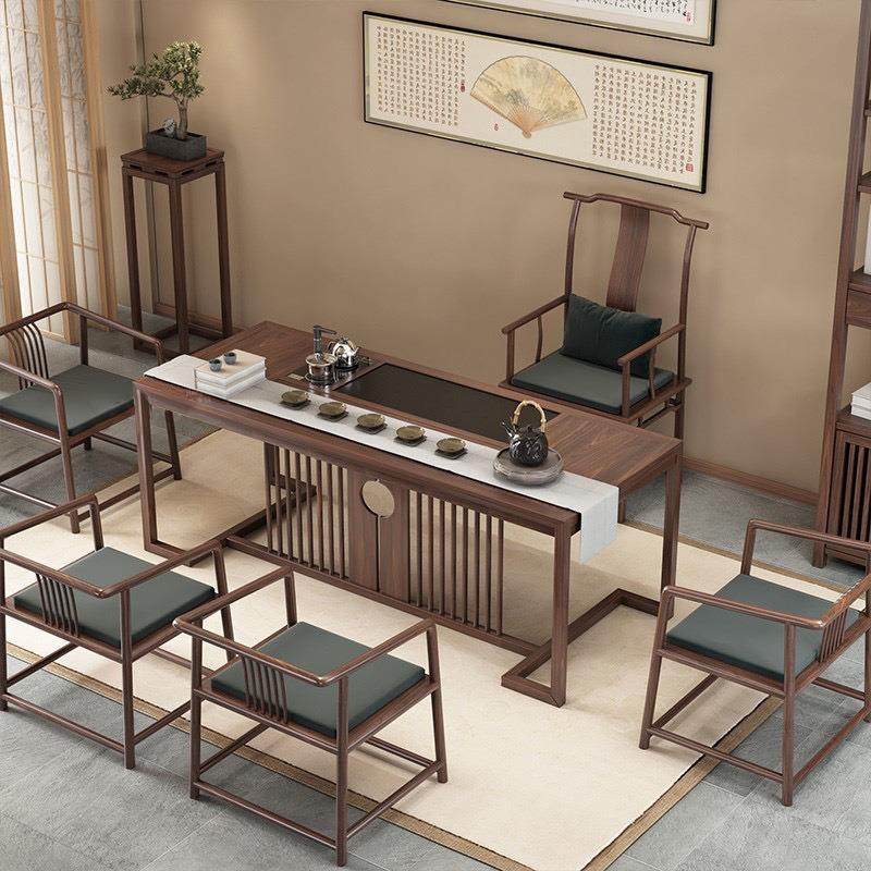 新中式茶桌椅组合禅意办公室茶几 家用客厅简约实木大板功夫茶台