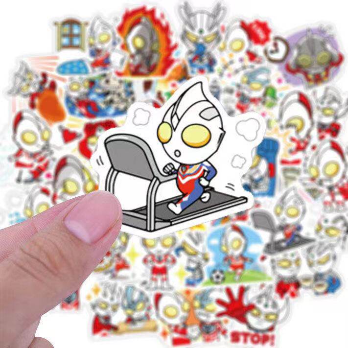 50张q版奥特曼表情包卡通动漫贴纸笔记本手账手机旅行箱装饰贴画