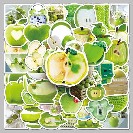 50张青苹果ins风创意个性水果装饰贴纸行李箱音箱桌面耳机DIY贴纸