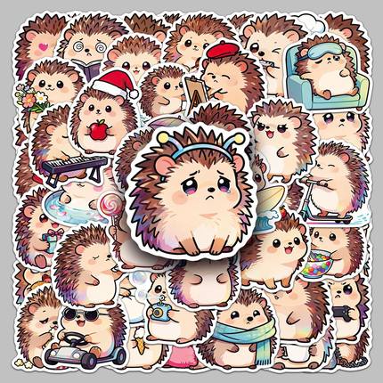 50张卡通刺猬可爱软萌动物趣味图案贴纸音箱耳机桌面水杯装饰贴纸