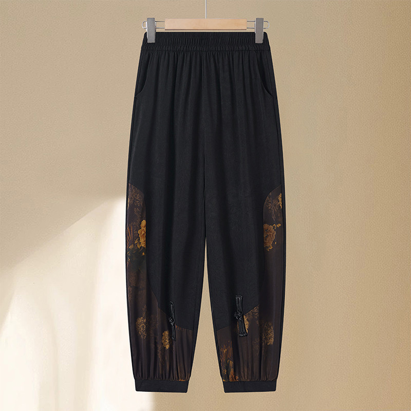 妈妈夏装休闲裤2026新款新中式国风女装印花九分裤母亲中老年裤子