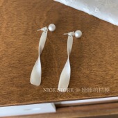 「自由集」设计复古法式 晚睡 桔梗 哑光波浪两戴耳环小众ins耳钉