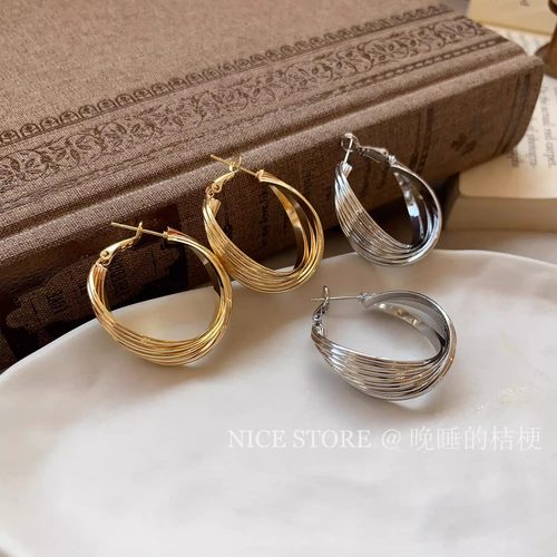 晚睡的桔梗|复古港风圈圈耳环