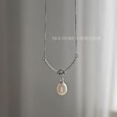 晚睡 桔梗｜法式 简约小众设计笑脸淡水珍珠吊坠项链女百搭锁骨链