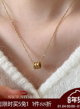 晚睡的桔梗I路路通钛钢项链