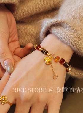 晚睡的桔梗「人间烟火」显白气质复古虎石葫芦手链美拉德轻奢手饰