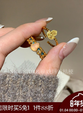 晚睡的桔梗「葫芦金」新中式轻奢高级感碎冰冰葫芦戒指精致食指戒