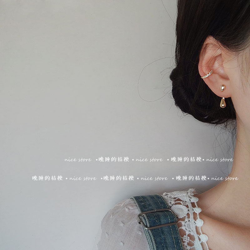 晚睡桔梗小巧风水滴一款两戴耳钉图片