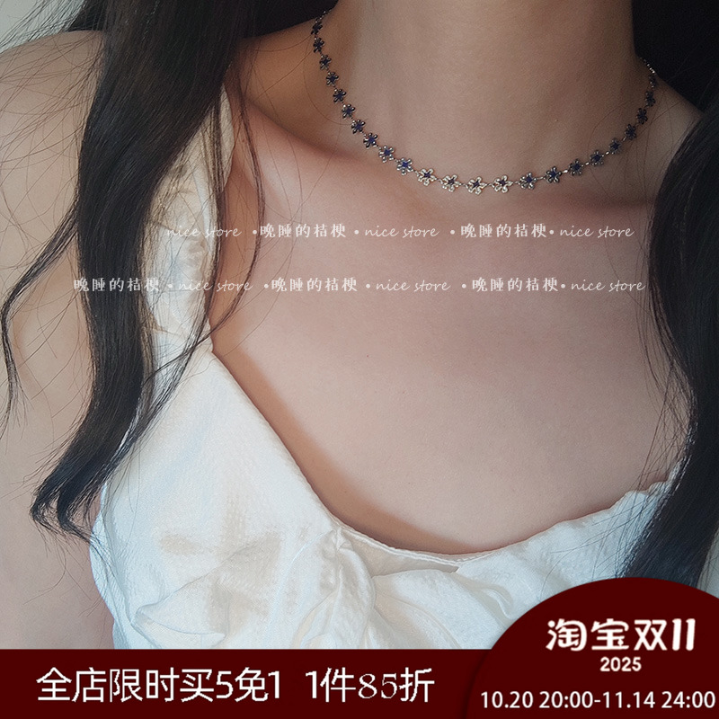 晚睡的桔梗｜百搭小花锁骨链