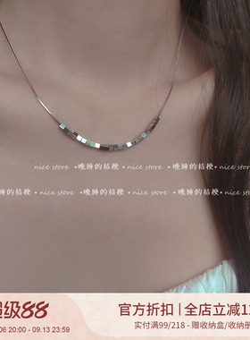 晚睡的桔梗｜好搭！ ins风小方块钛钢项链 百搭简约锁骨链