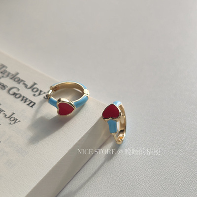 晚睡的桔梗｜珐琅红色滴釉耳环