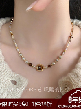 晚睡的桔梗I复古珍珠项链
