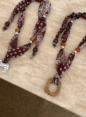 售完无补「烟迩」秋冬丝巾毛衣链美拉德复古圆环项链饰品女