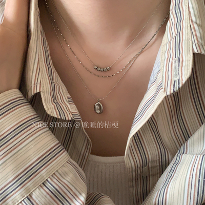 晚睡的桔梗I锆石吊坠钛钢项链