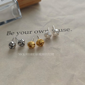 晚睡 桔梗｜美拉德气质通勤扭结小耳钉ins风高级百搭圆球耳饰