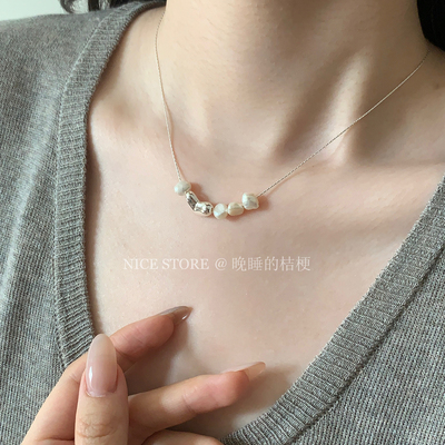 晚睡的桔梗I扁豆珍珠项链