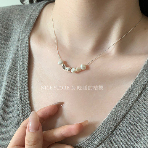 晚睡的桔梗I扁豆珍珠项链