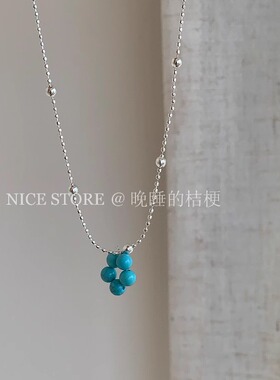 晚睡的桔梗I绿松石花朵项链