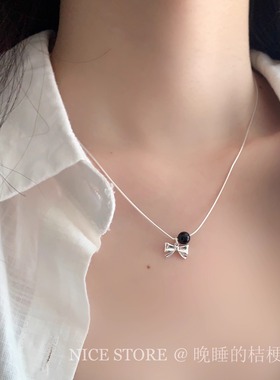 五折清仓「清欢」日韩百搭蝴蝶结圆珠项链简约百搭极简锁骨链