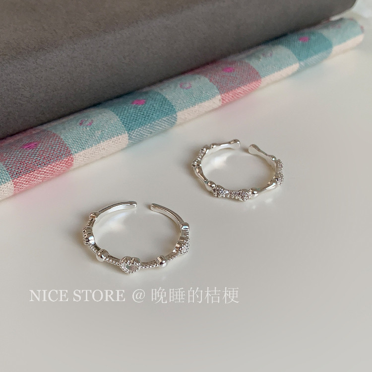 晚睡的桔梗I爱心简约叠戴戒指图片