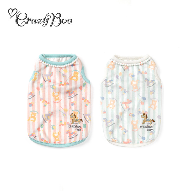 可吉步baby日本宠物服装幼犬木马背心 约克夏超可爱小奶狗满月礼