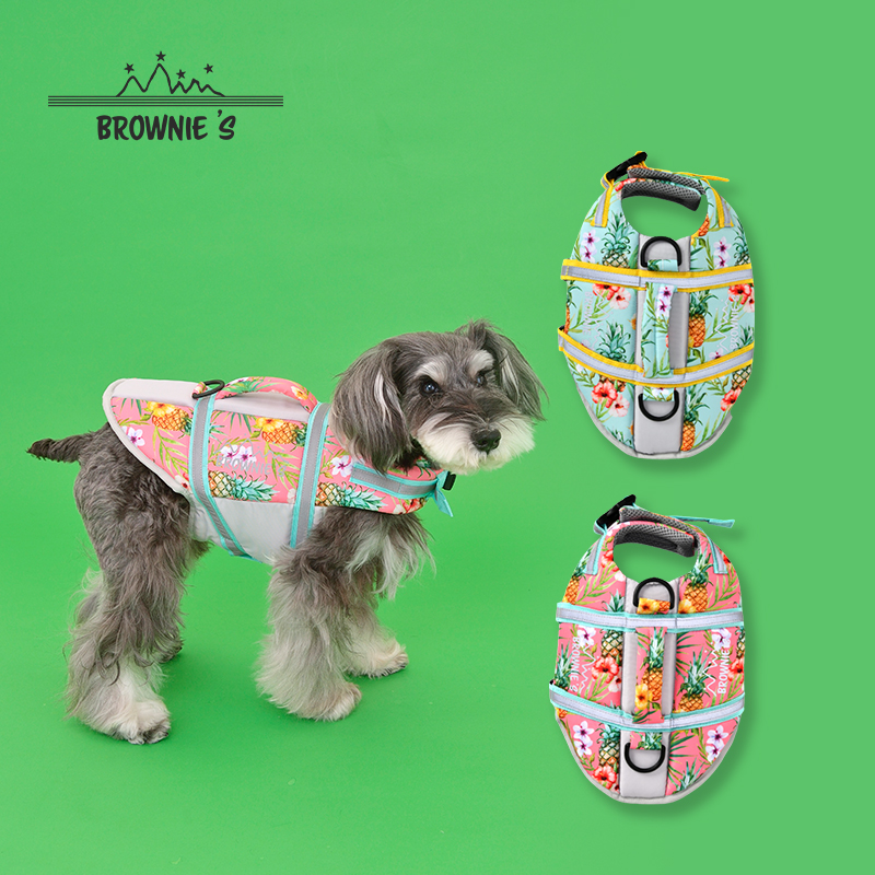 步朗尼Brownie's 日本品牌宠物服装凤梨图案 导泳救生衣 夏季游泳