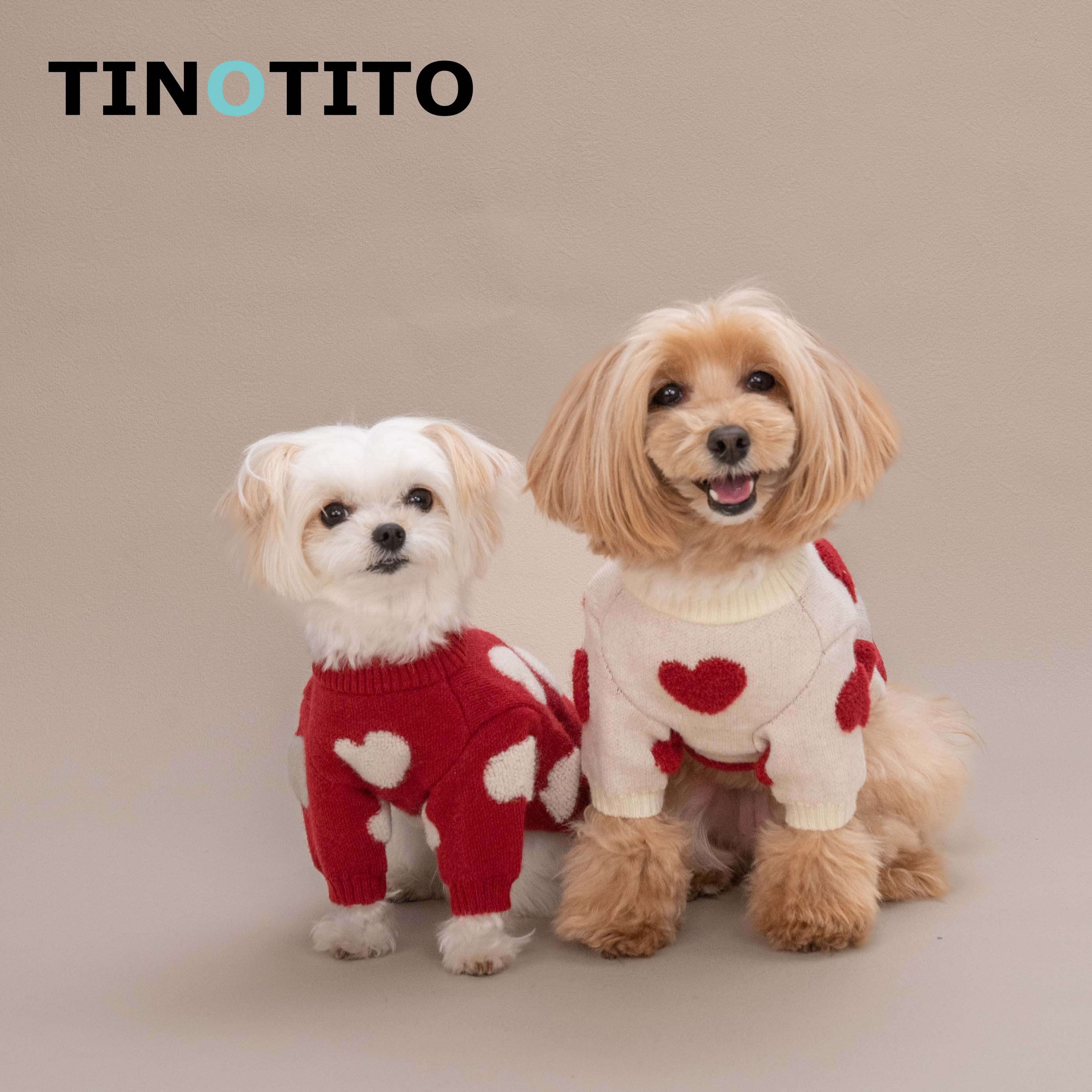 Tinotito 提诺 日本品牌宠物服装 立体爱心毛衣 时尚休闲帅气保暖