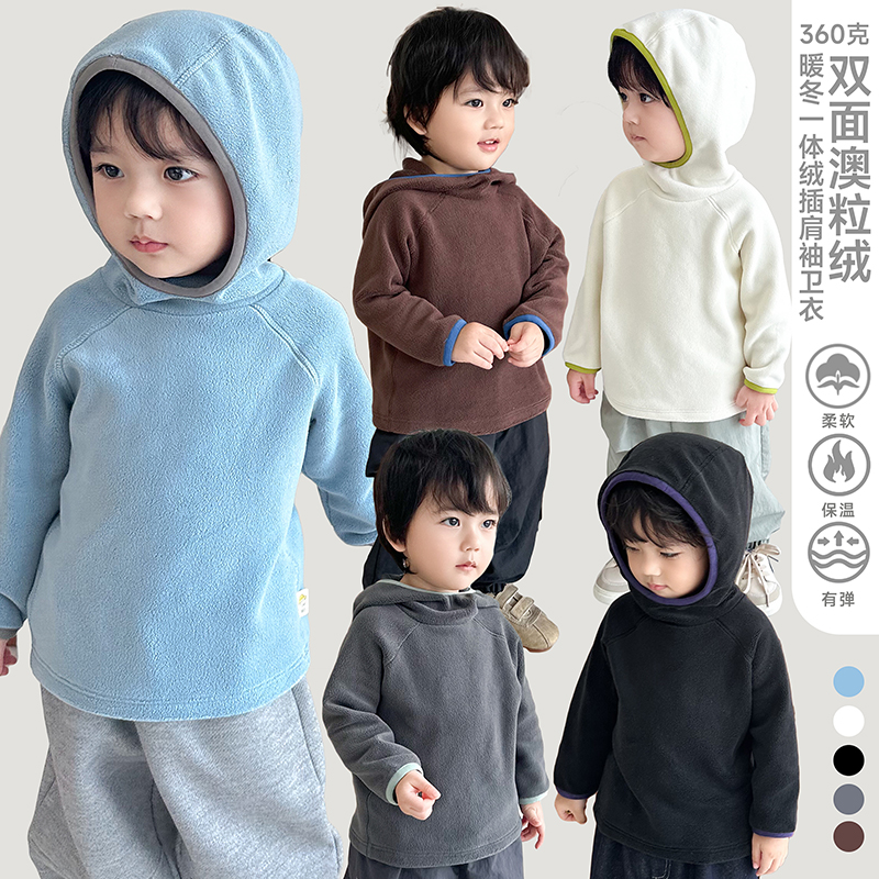 阿小轩童装2025冬季新款【五色奥】儿童插肩袖加厚保暖连帽卫衣