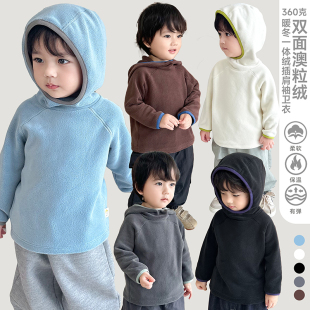 阿小轩童装2025冬季新款【五色奥】儿童插肩袖加厚保暖连帽卫衣