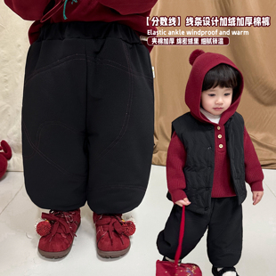 阿小轩童装冬季【分数线】儿童加绒加厚棉裤男童保暖防寒束脚裤