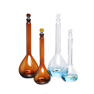 天玻A级可过检容量瓶玻璃透明棕色定容瓶实验室器材50/100/250ml