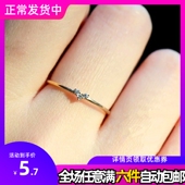 POLYSUTT镀14K包金戒指小清新镶锆石钻极纤细女爱心戒指agete风格