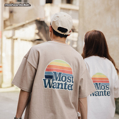 mostwanted 四周年彩虹短袖t恤男夏季纯棉宽松情侣装夏 MWTD