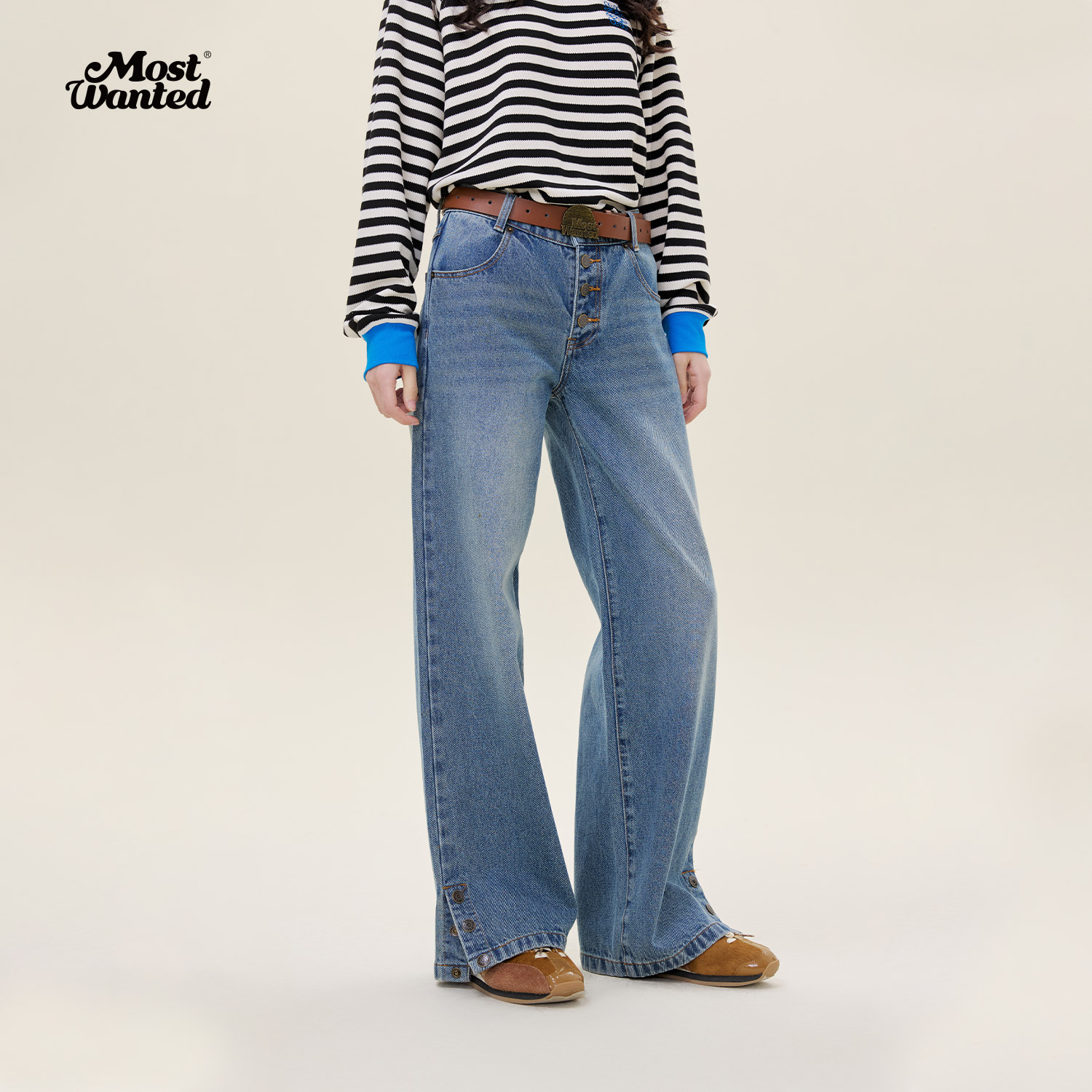 mostwanted 中低腰合身水洗牛仔裤