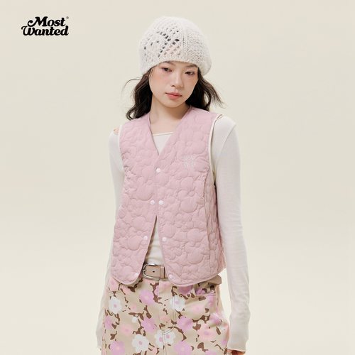 mostwanted小花绗缝轻便保暖羽绒马甲女春秋冬新款内胆背心