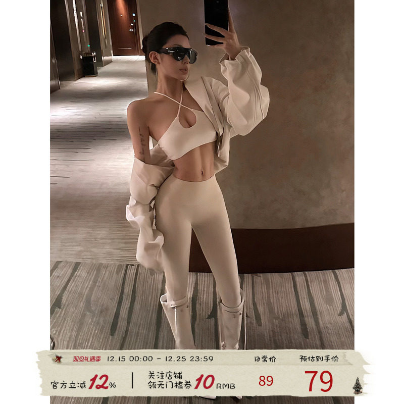 福尔尼斯悦 短款连帽外套女2025早秋新款白色卫衣皮衣宽松上衣