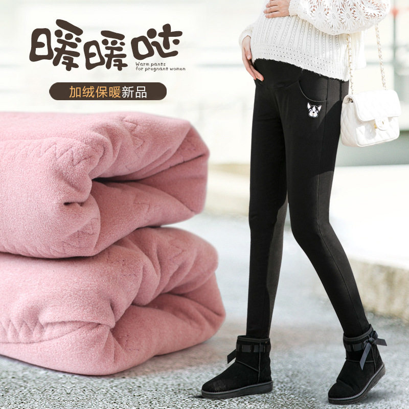 孕妇棉裤加绒加厚冬季大码女三层超厚东北保暖托腹官方旗舰店绒裤