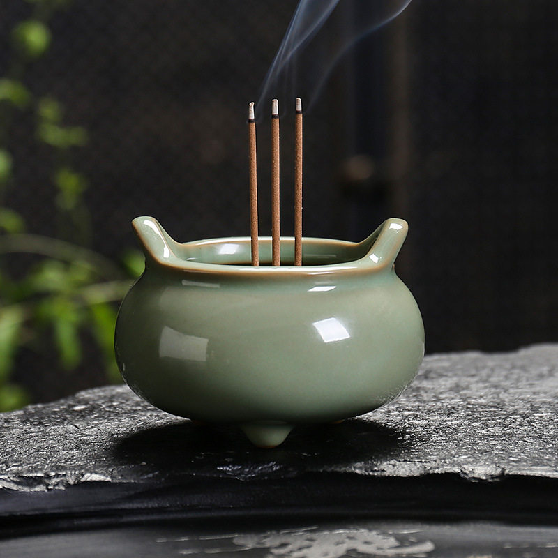 青瓷佛具香薰炉家用供奉宣德炉供茶道/香炉