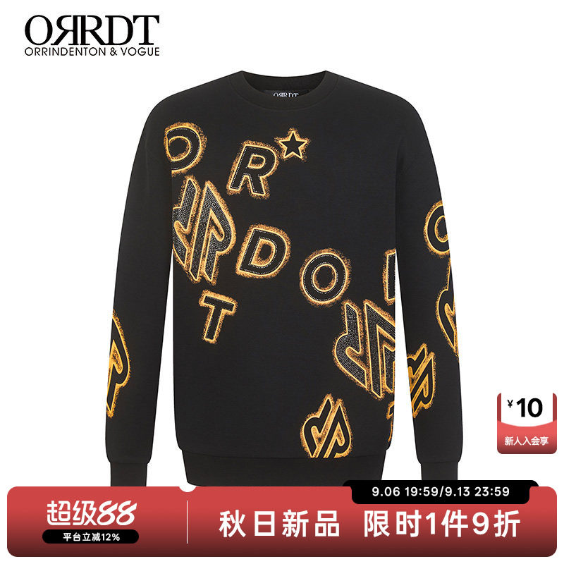 个性品牌字母图案圆领卫衣