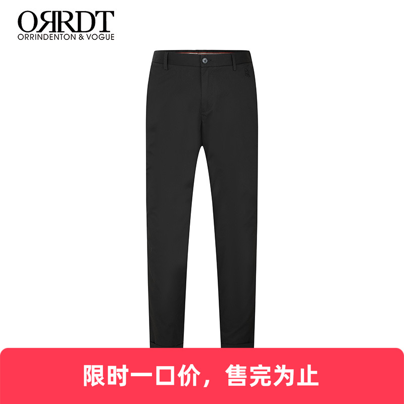 orrdt男士黑色刺绣休闲裤