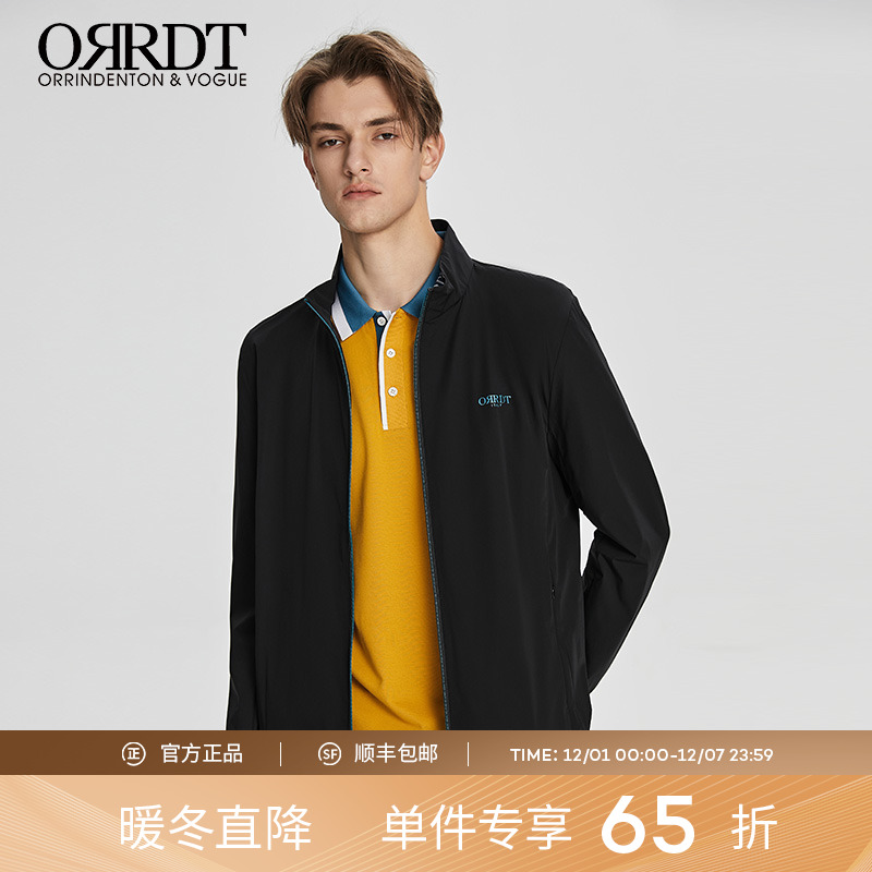 澳林丹顿男装黑色简约夹克衫