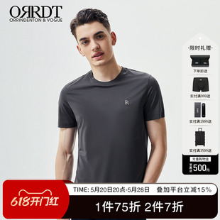 男休闲青年春夏圆领薄款 贴章高级简约 修身 T恤衣服新款 ORRDT短袖