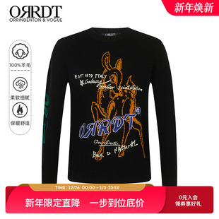 毛衣A09D2250 秋冬新款 ORRDT澳林丹顿男装 潮流图案100%羊毛针织衫