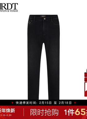 ORRDT澳林丹顿老钱风黑色水洗牛仔裤男直筒中腰长裤休闲A37E2408