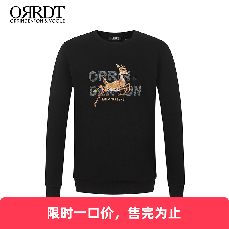 ORRDT小鹿烫钻圆领卫衣